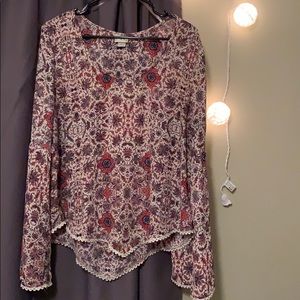 Print long flavored sleeve top
